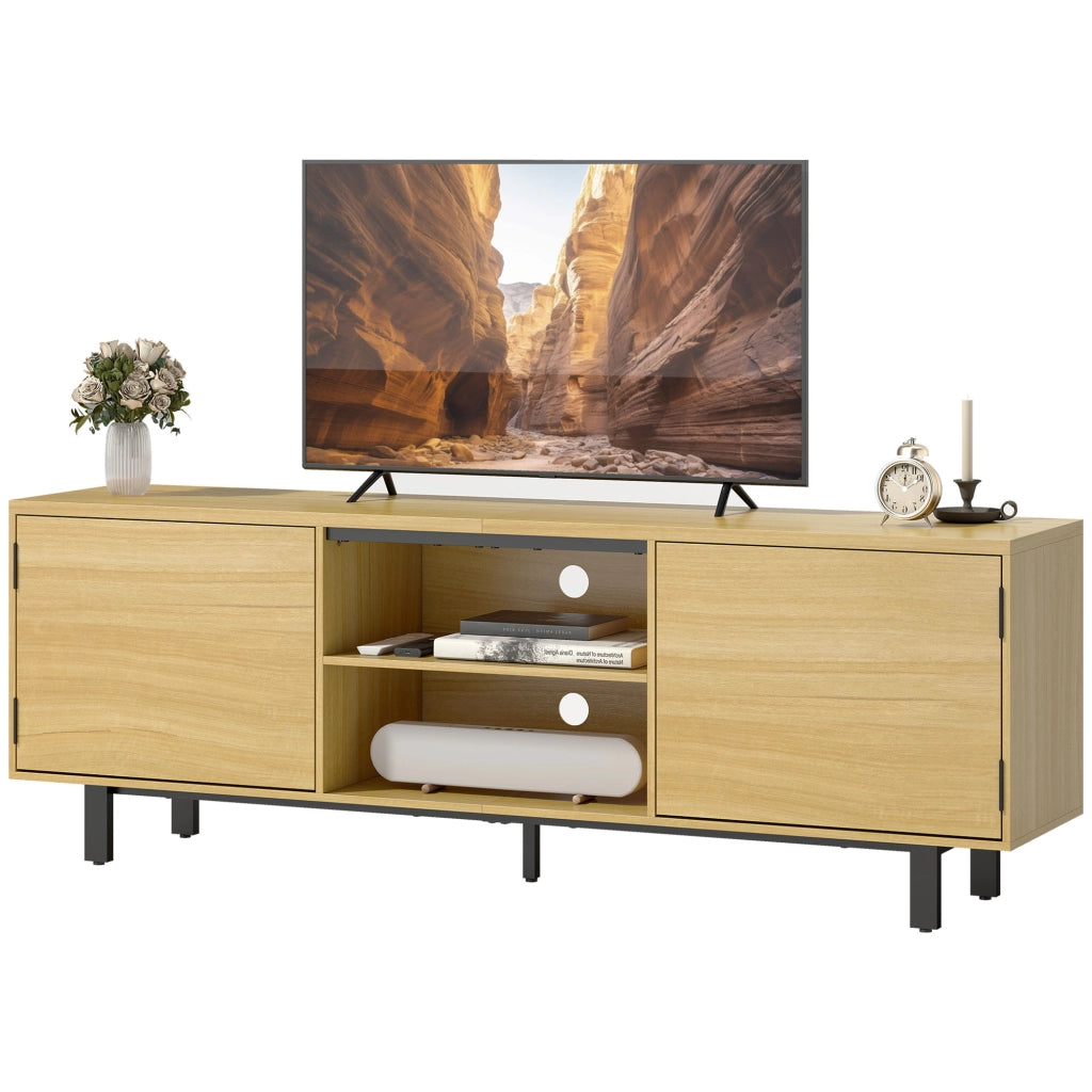 Mobile TV per TV fino a 65 pollici ¨C zephmum ¨C legno naturale 160x35x55,5cm