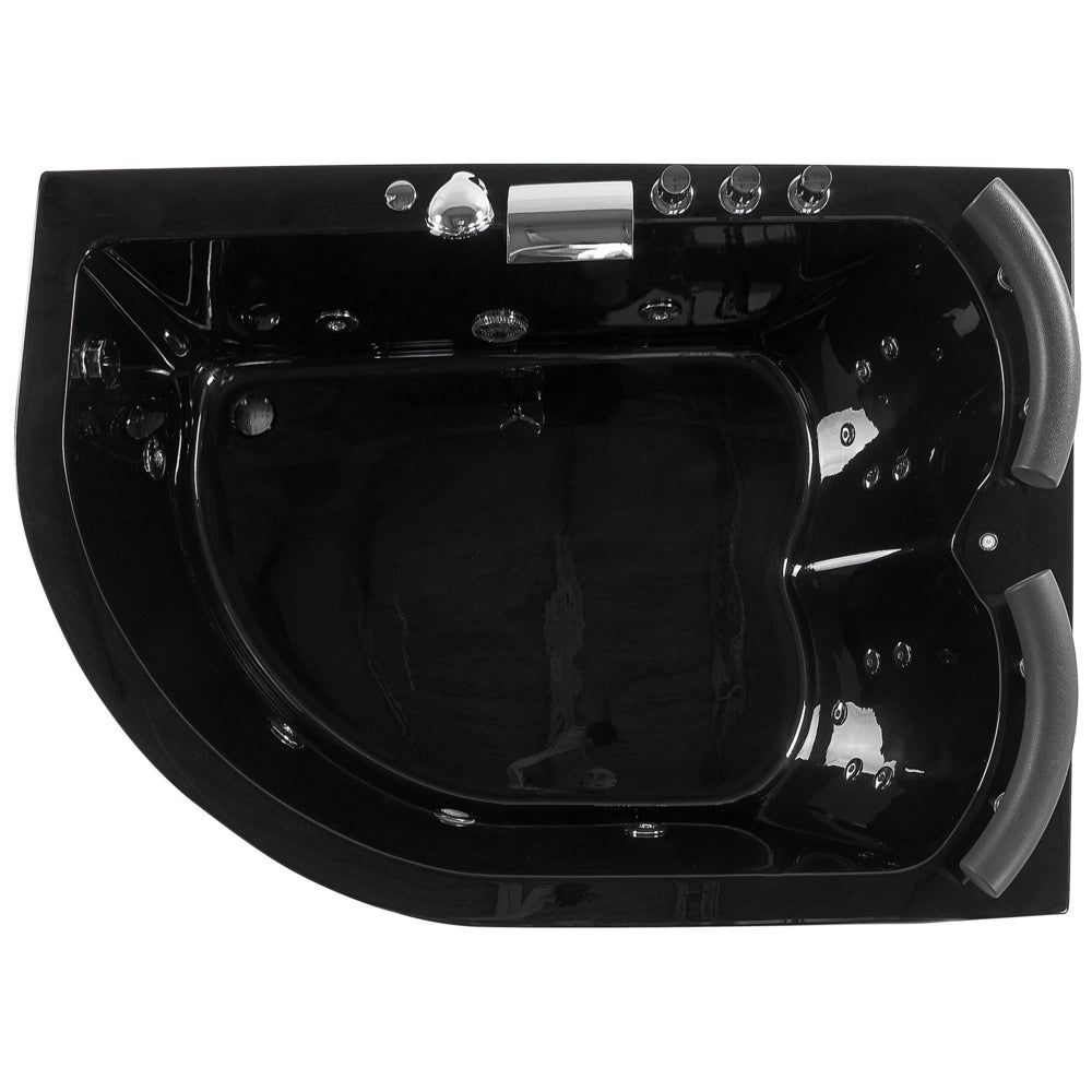 Vasca Idromassaggio Nero Sanitario Acrilico Illuminato a LED Curvo versione sinistra Doppia 158 x 113 cm