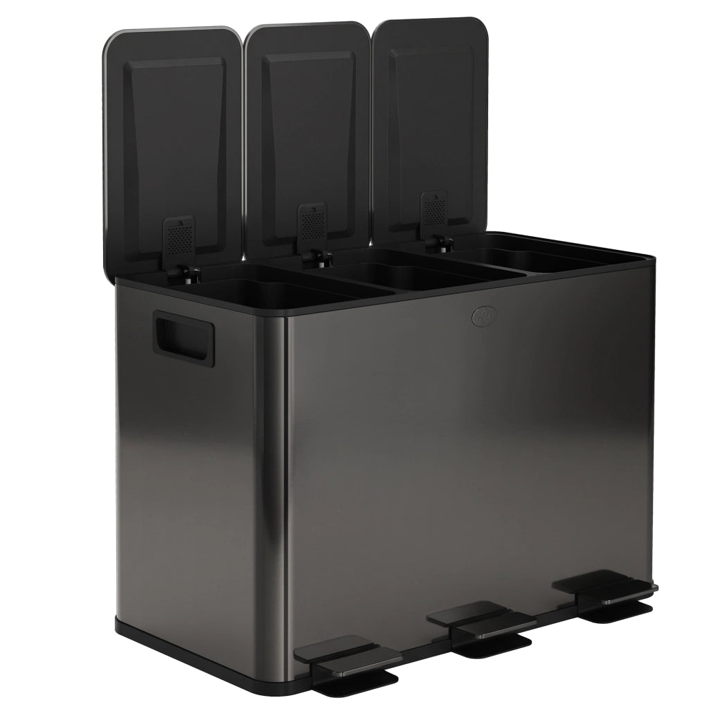 Cestino per Rifiuti con 3 Scomparti 20L ¨C Zephmum ¨C Nero