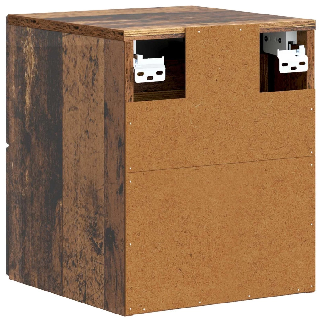 Mobiletto da notte a muro 2 pcs Legno antico 33 x 34,5 x 40 cm 897972