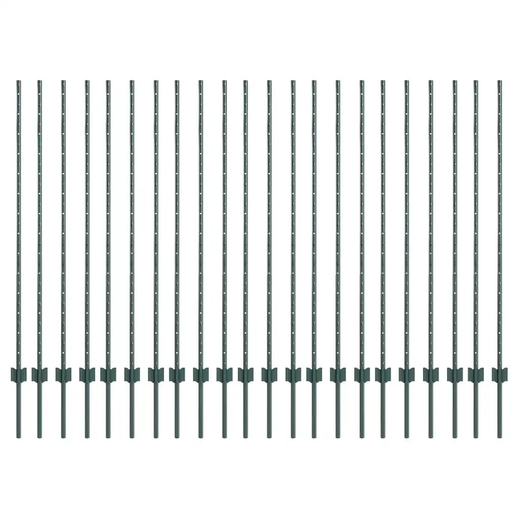 Palo della recinzione 22 pcs Verde 180 cm Acciaio 3335922