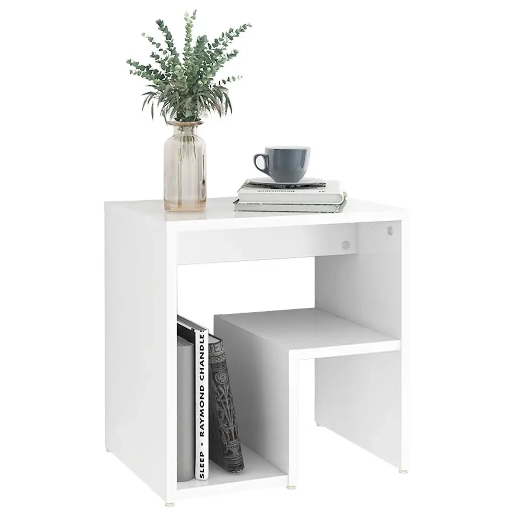 Set di 2 Comodini | Armadio da Notte | Mobiletto da notte Bianchi 40x30x40 cm in Legno Multistrato