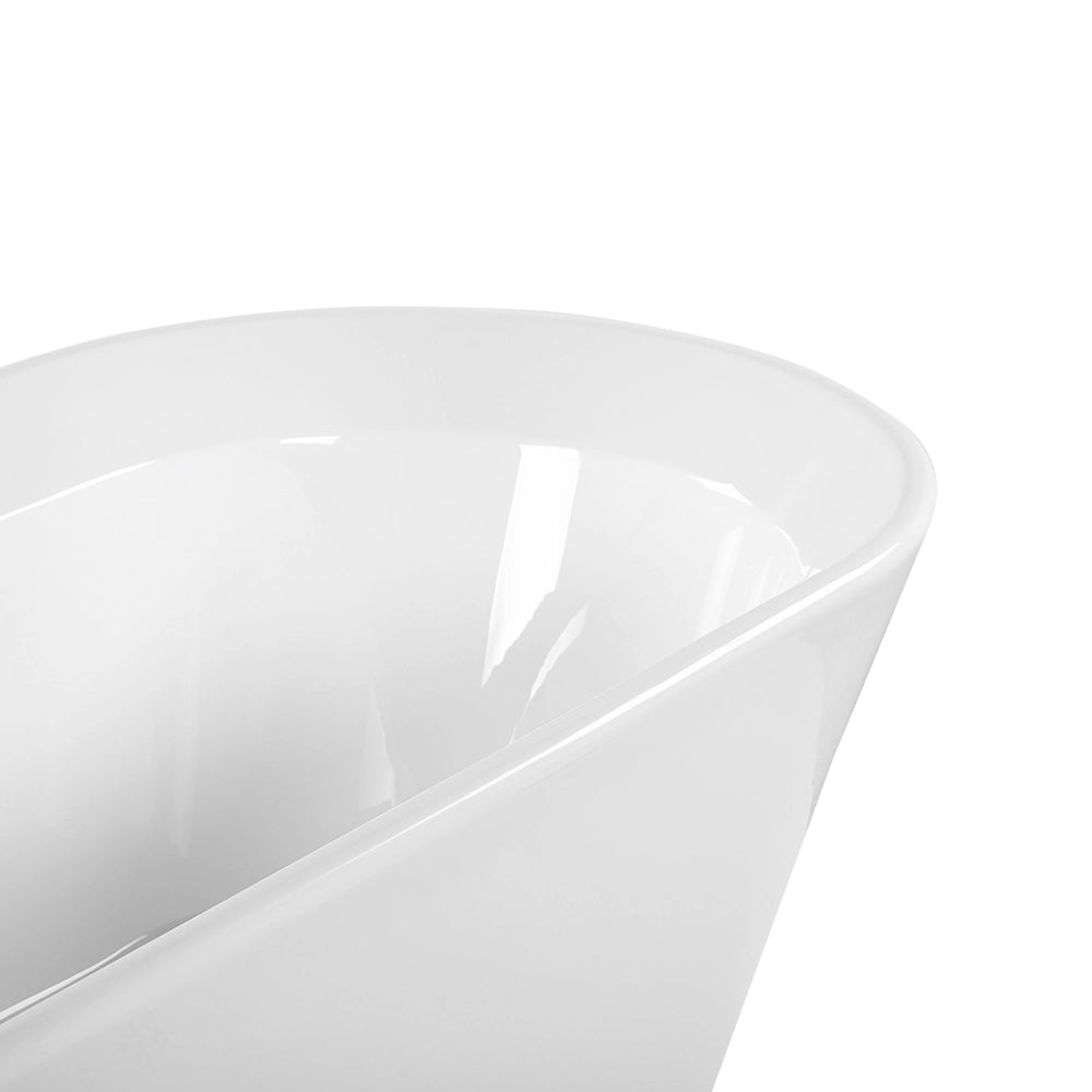 Vasca da bagno freestanding bianco sanitario ovale in acrilico singolo 170 x 80 cm dal design moderno