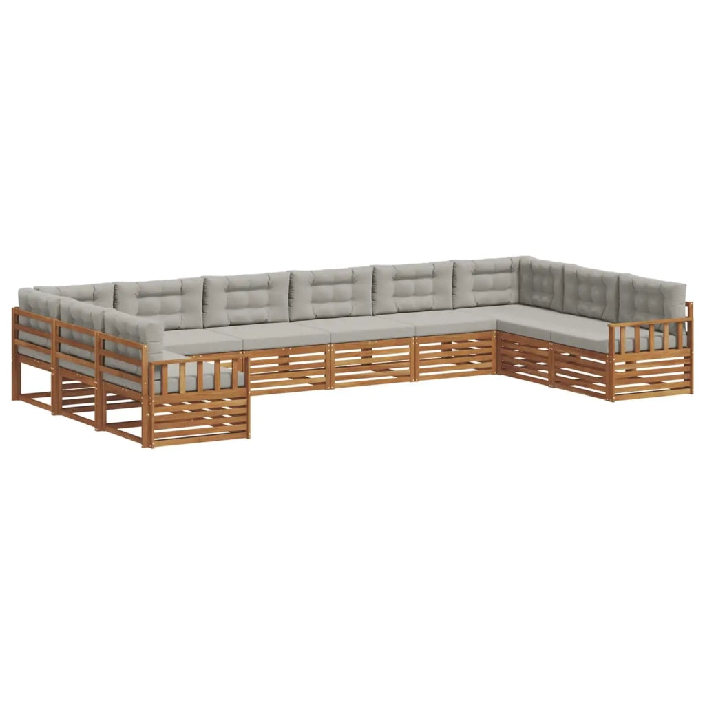 Set divani con cuscino 4 pcs Grigio Naturale e Chiaro