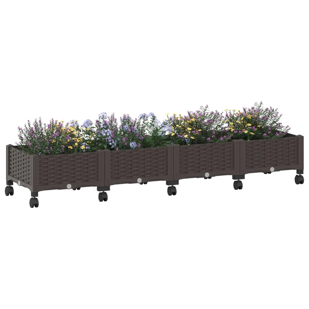 Vaso da Giardino con Ruote Marrone 160 x 40 x 29 cm PP 3423128