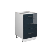 Mobiletto base per cucina Fame-Line Blu scuro lucido/Bianco 50 cm senza piano di lavoro Vicco