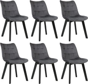 6X Sedie Moderne da Sala Pranzo Poltroncina da Cucina Poltrona in Velluto Senza Braccioli Gambe in Legno Grigio scuro 0654BY-6