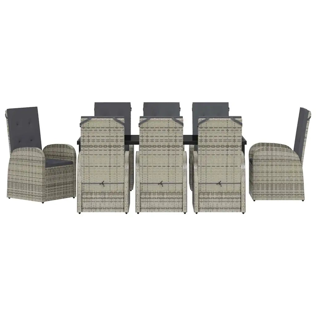 Set da Pranzo per Giardino con cuscino 9 pcs Grigio polyrattan 3379484
