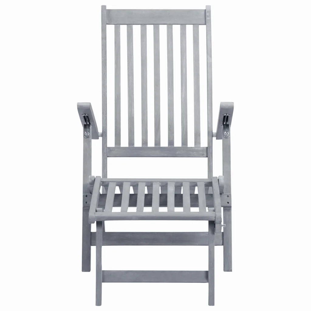 Sdraio e Poggiapiedi da Esterno Grigio Lavato Massello d'Acacia cod mxl 65894
