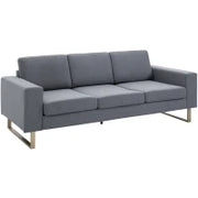 Divano a 3 Posti Relax Salotto con Cuscini 200 × 82 × 78cm Tessuto di Lino Grigio
