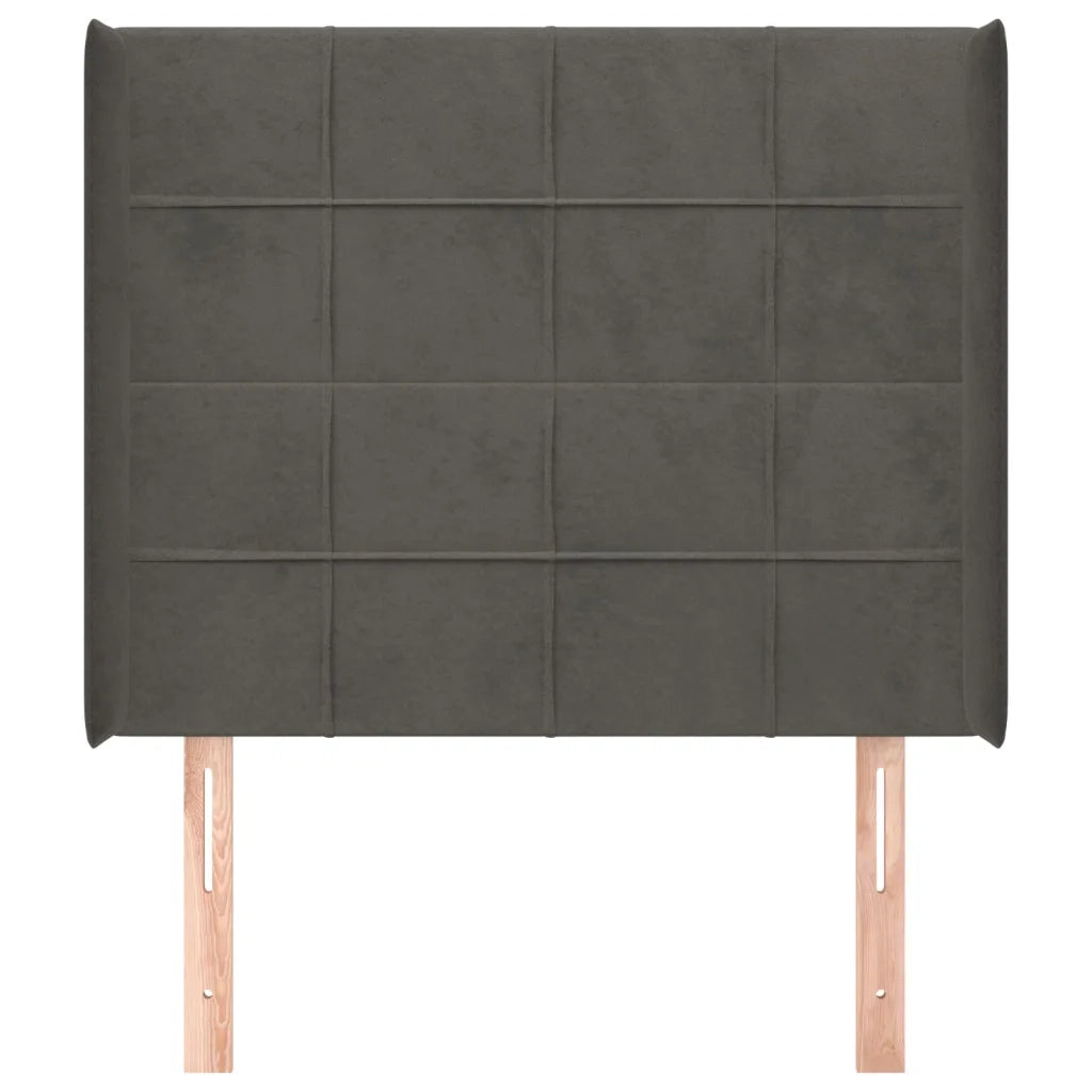 Testiera | Testata ad Orecchio GrigioScuro 103x16x118/128cm in Velluto