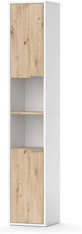 Set di mobili da bagno Henri, Bianco, 100 cm, composto da mobile sottolavabo, specchiera e mobile medio