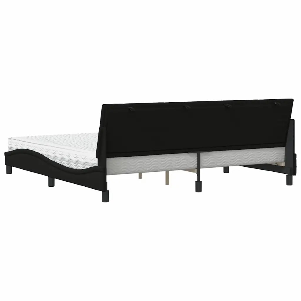 Letto con Materasso Hanko Nero 200x200 cm in Tessuto 3310554