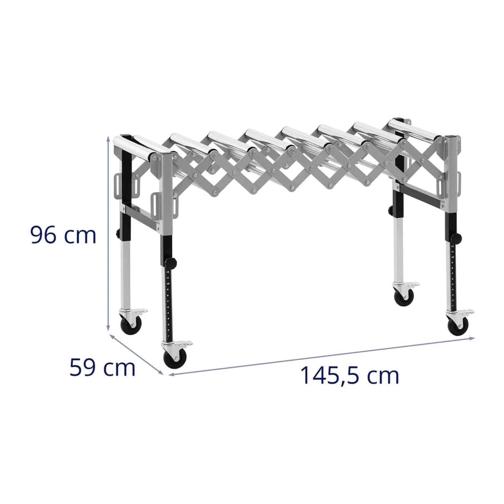 Trasportatore a rulli - 130 kg - 147 cm - 9 rulli - regolabile in altezza - pieghevole 14_0007253