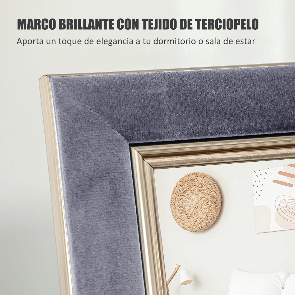 Specchio a Pieno Corpo con Cornice in Velluto ¨C zephmum ¨C Grigio 150x50 cm