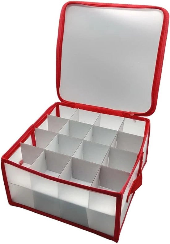 Scatola di archiviazione per decorazioni natalizie | 32 sezioni con chiusura a zip e maniglie