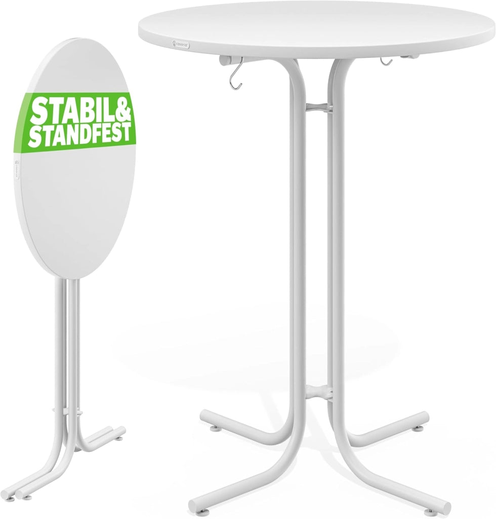 ® Tavolo da Bar 80x110cm Pieghevole Rotondo Stabile Giardino Alto Bistrot Festa Tavolo da Birra Grigio