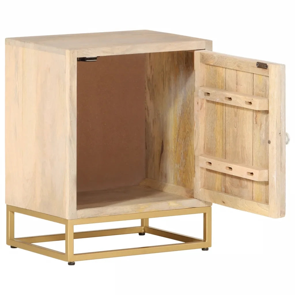 Comodino 40x30x50 cm in Legno Massello di Mango e Ferro 372009