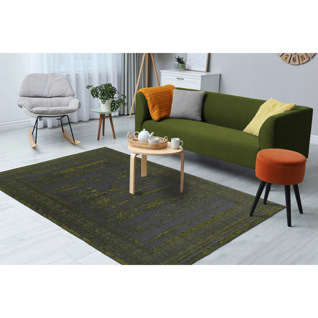 Tappeto Kalea 300 Verde con Effetto 3D e Used Look
