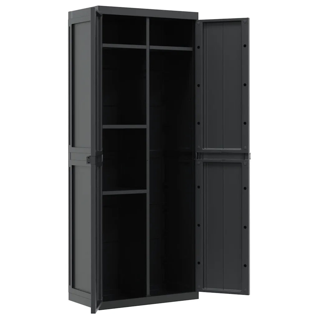 Armadio da Esterno Nero 65x37x165 cm in PP 364205