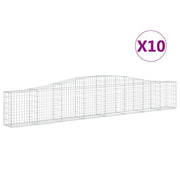Cestini gabbioni recinzione a gabbia muro di contenimento ad arco 10 pezzi 400 x 30 x 60/80 cm ferro zincato argento 02_0040282