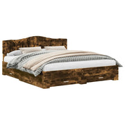 Letto matrimoniale | Letto per adulti | Struttura del letto Rovere fum¨¦ 200 x 200 cm Legno multistrato