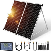 Pacchetto di Pannelli Solari di Alta Qualità Completo con Cavo e Batteria - Pannelli Solari per Tetti Piani - Per Camper e Camping in Casa - Pannello Solare Pieghevole - Kit di Potenziamento 100W - Nero
