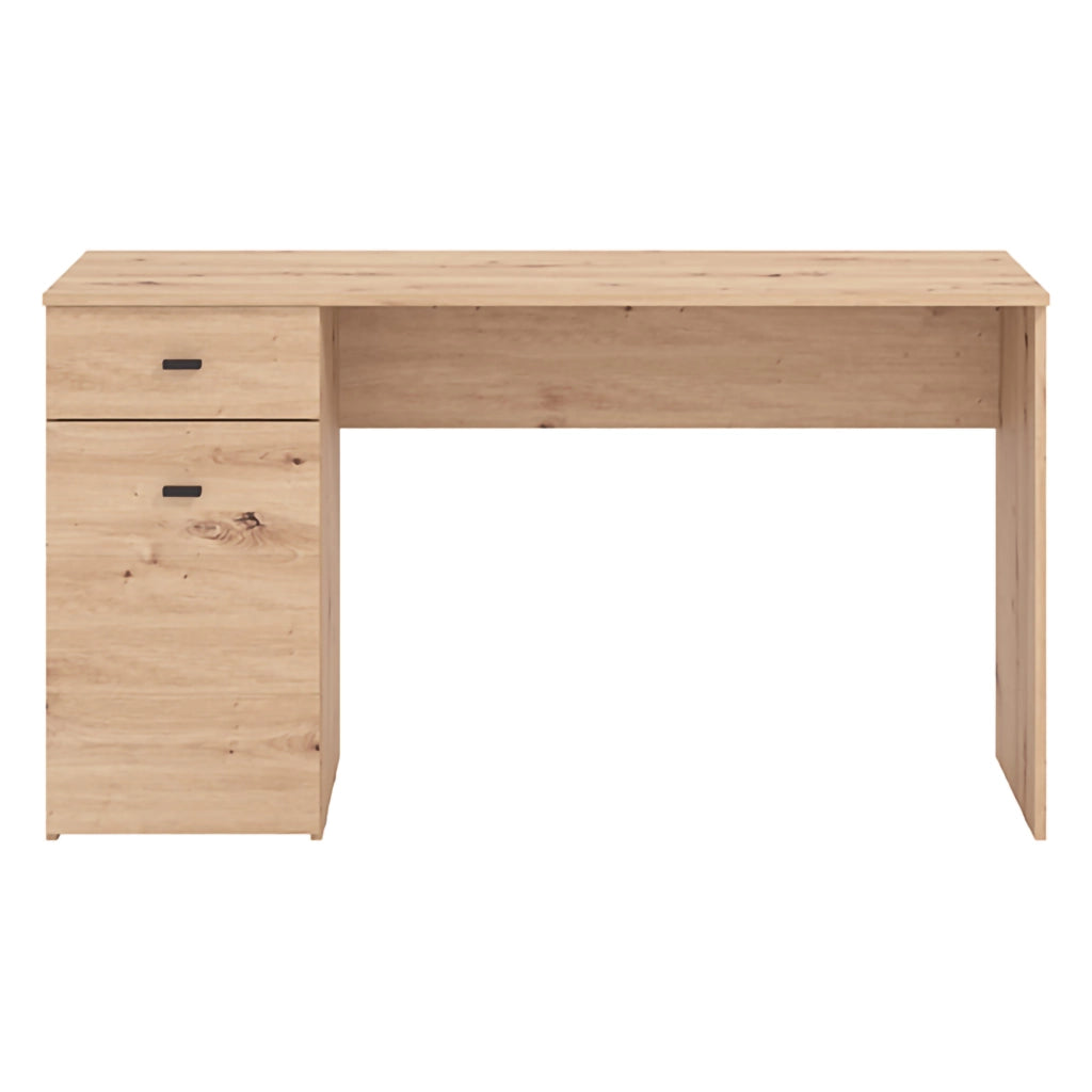 Porven, Scrivania un Cassetto, 140x50x77h cm Marrone Rovere Nodi