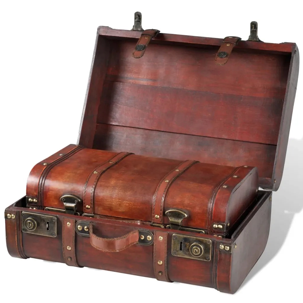Baule del Tesoro in Legno 2 pz Vintage Marrone CFW2931000