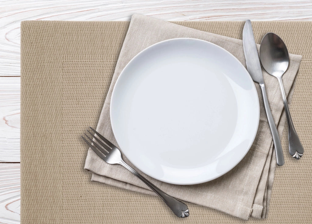 Set Tovagliette Americane Cucina Antiscivolo In Tinta Unita Lavabili - Set 2 - Panna