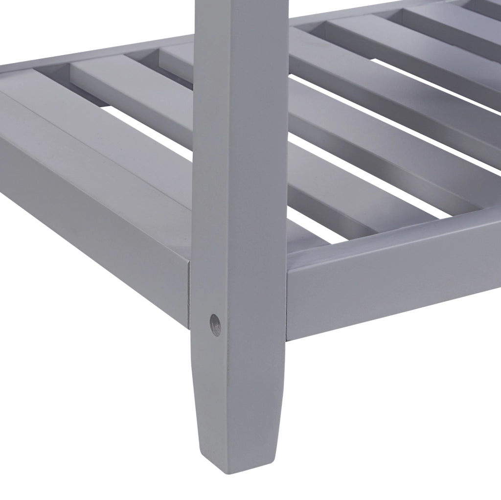 Mobile bagno da terra con lavabo in ceramica; legno massello e MDF; grigio e bianco