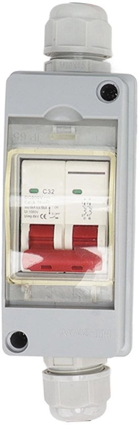 32A Interruttore di Corrente DC Fotovoltaica Protezione IP65 per Sistema di Pannelli Solari Collegato RV Protezione da Soprasollecitazione Apparecchiatura di Scambio di Corrente DC per Meteo Pesante