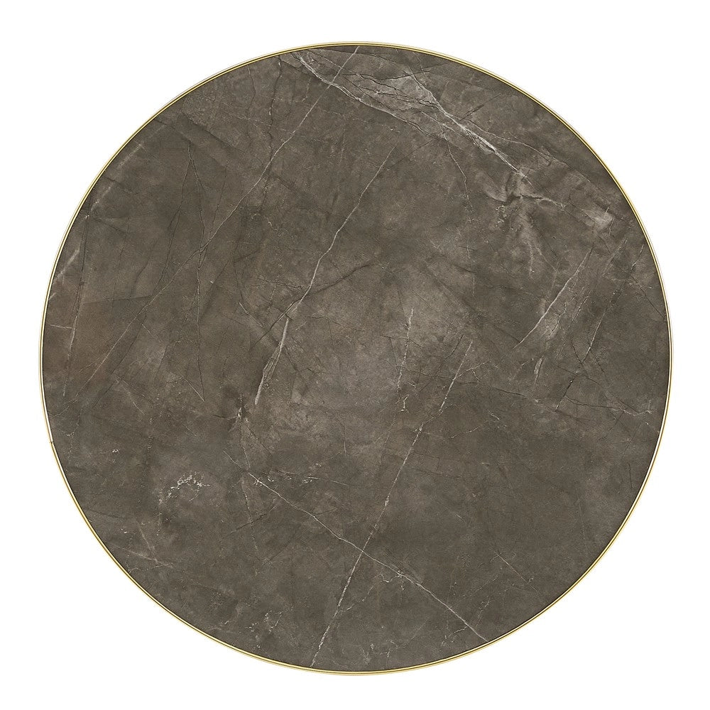 Tavolino Rotondo da Salotto con Piano Effetto Marmo ¨C MINIMAL ¨C Struttura in Acciaio Dorato