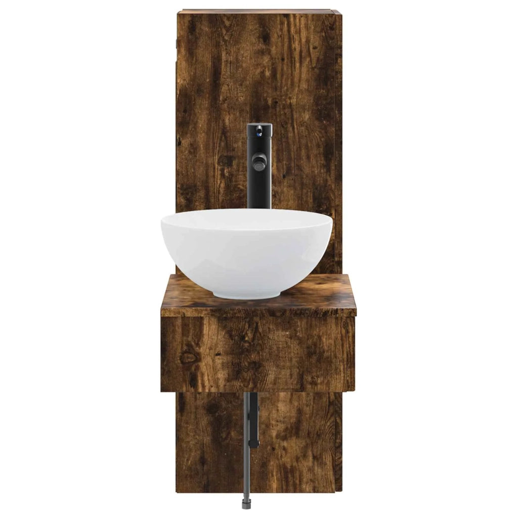 Set di mobili per il bagno 2 pz Rovere Fumo 33 x 34,5 x 100 cm 3406098