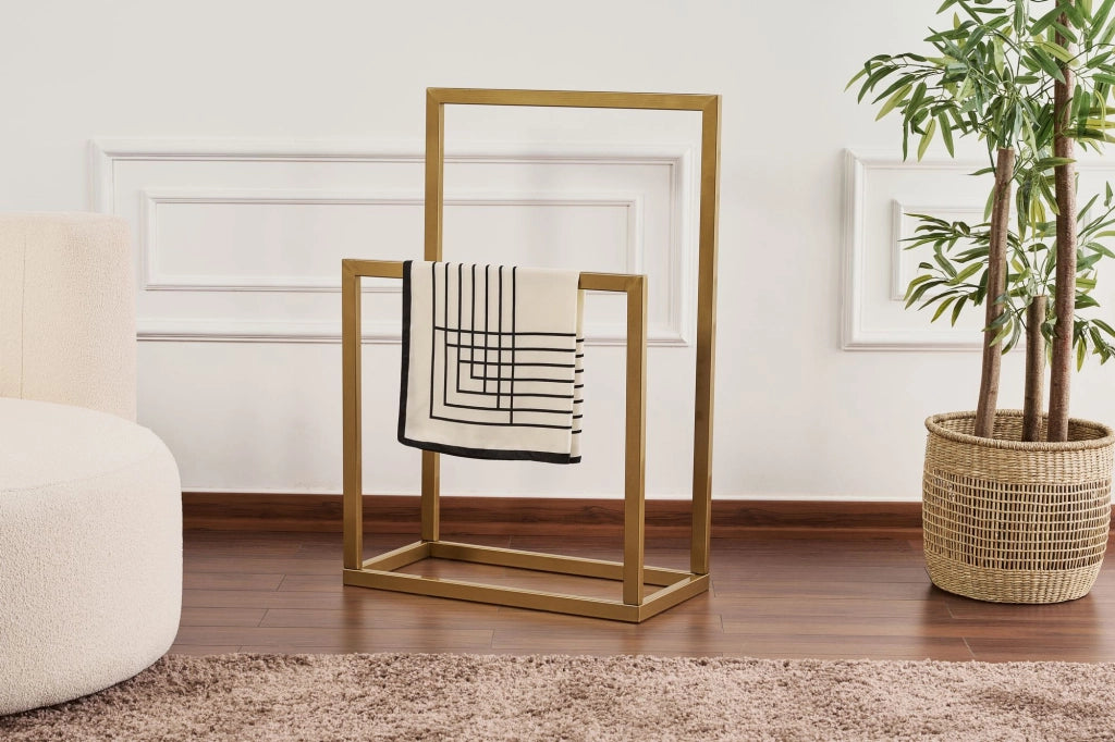 Portasciugamani in metallo "Gediz" - 25 x 60 x 90 cm - Oro