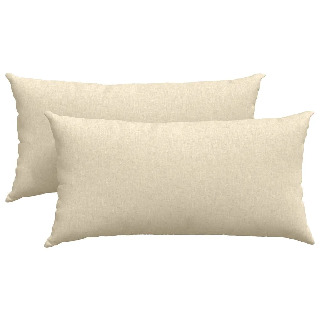 Cuscini da Divano 2 pz-Set di 2 Cuscini per Sofa Crema 80 x 40 cm Tessuto 291226