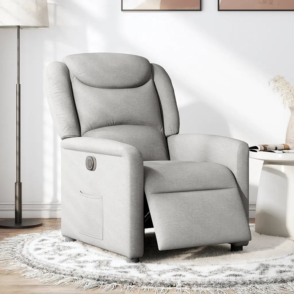 vidaXL Poltrona Elettrica Reclinabile Grigio Nuvola in Tessuto