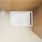 Piatto Doccia Rettangolare 80x100x3cm in Pietra Vulcanica e Resina Mista Finitura Pietra Bianca Ruvida Ultraslim 3 cm Antiscivolo Antibatterico