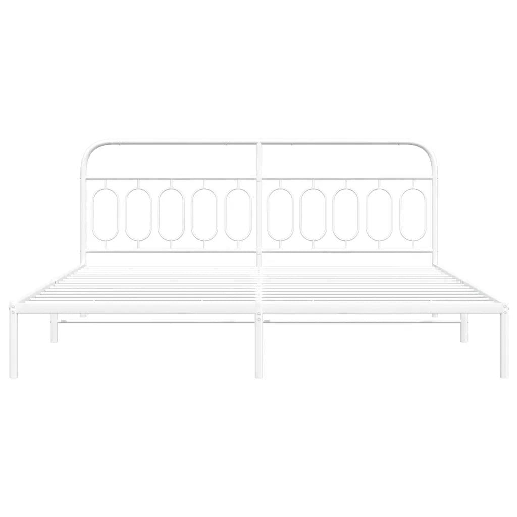 Giroletto con Testiera Metallo Bianco 200x200 cm 377173