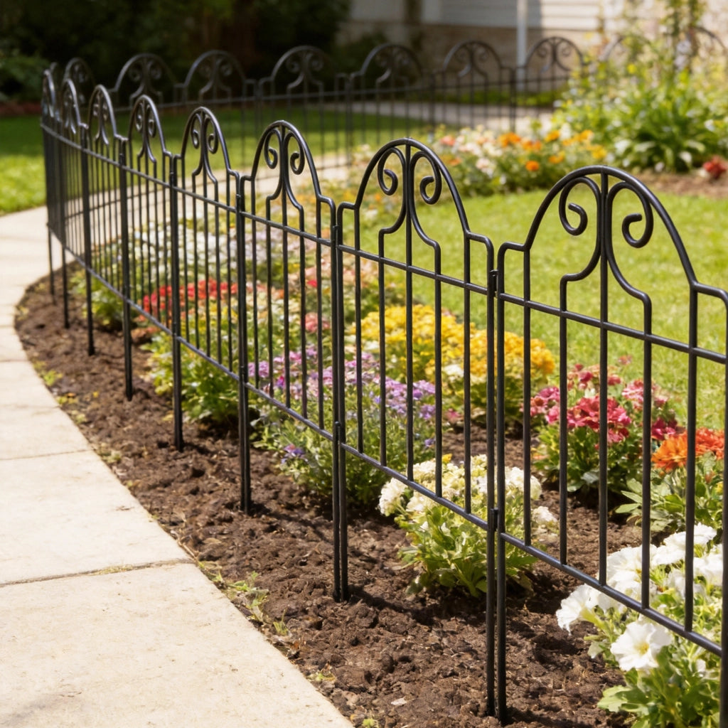 Set 4 Vallas Giardino in Metallo ¨C zephmum ¨C Nero 125x57 cm