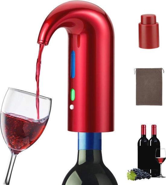 Wijnbeluchter Portatile con Funzione di Ricarica USB - Uscita di Servizio per Vino e Dispensatore di Ossidazione per una Perfetta Degustazione del Vino