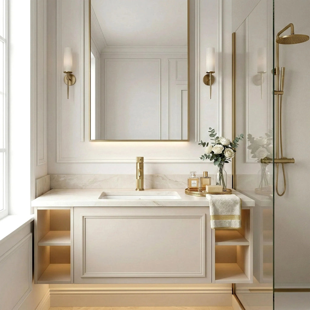 Rubinetto Da Bagno Rea Lungo Stripe Brush Gold Low