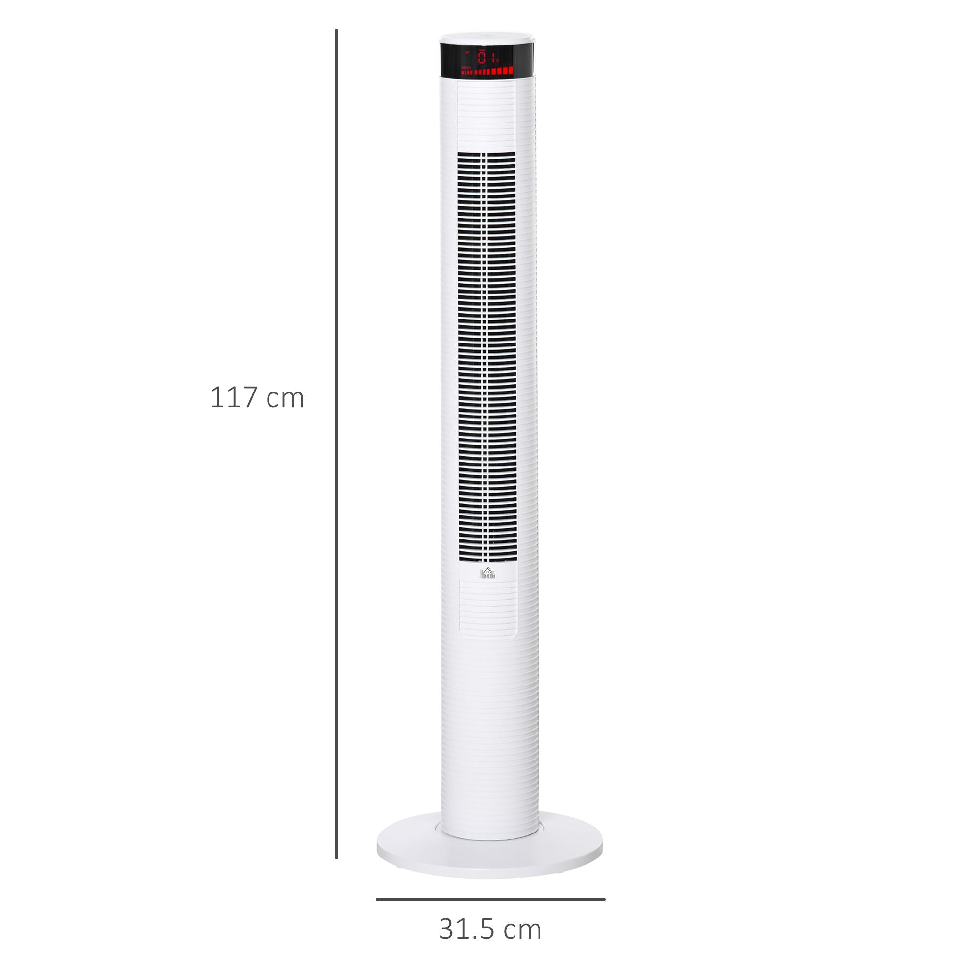 Ventilatore a Colonna 3 Velocità con Telecomando Bianco