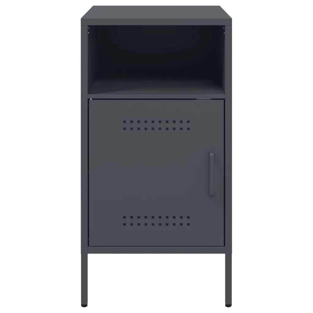 Set di 2 vComodini | Armadio da Notte | Mobiletto da notte Antracite 36x39x68 cm in Acciaio