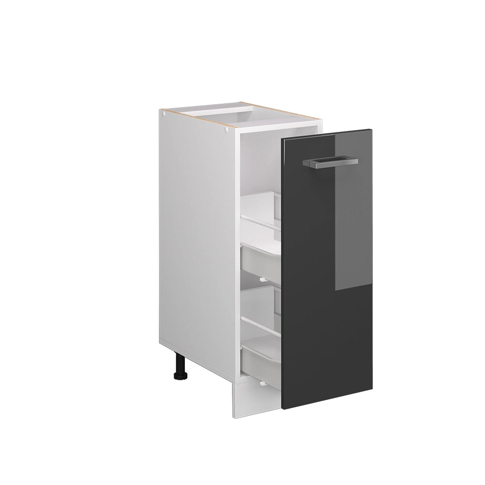 Armadio cucina dispensa alto R-Line Antracite lucido/Bianco 30 cm, PL Rovere Vicco