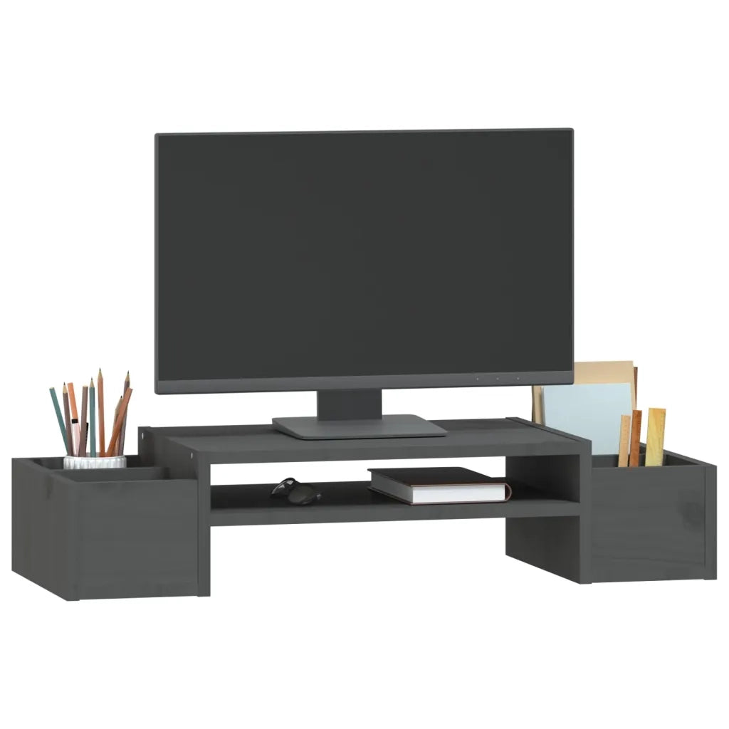Supporto per Monitor Grigio 70x27,5x15cm Legno Massello di Pino cod mxl 62837