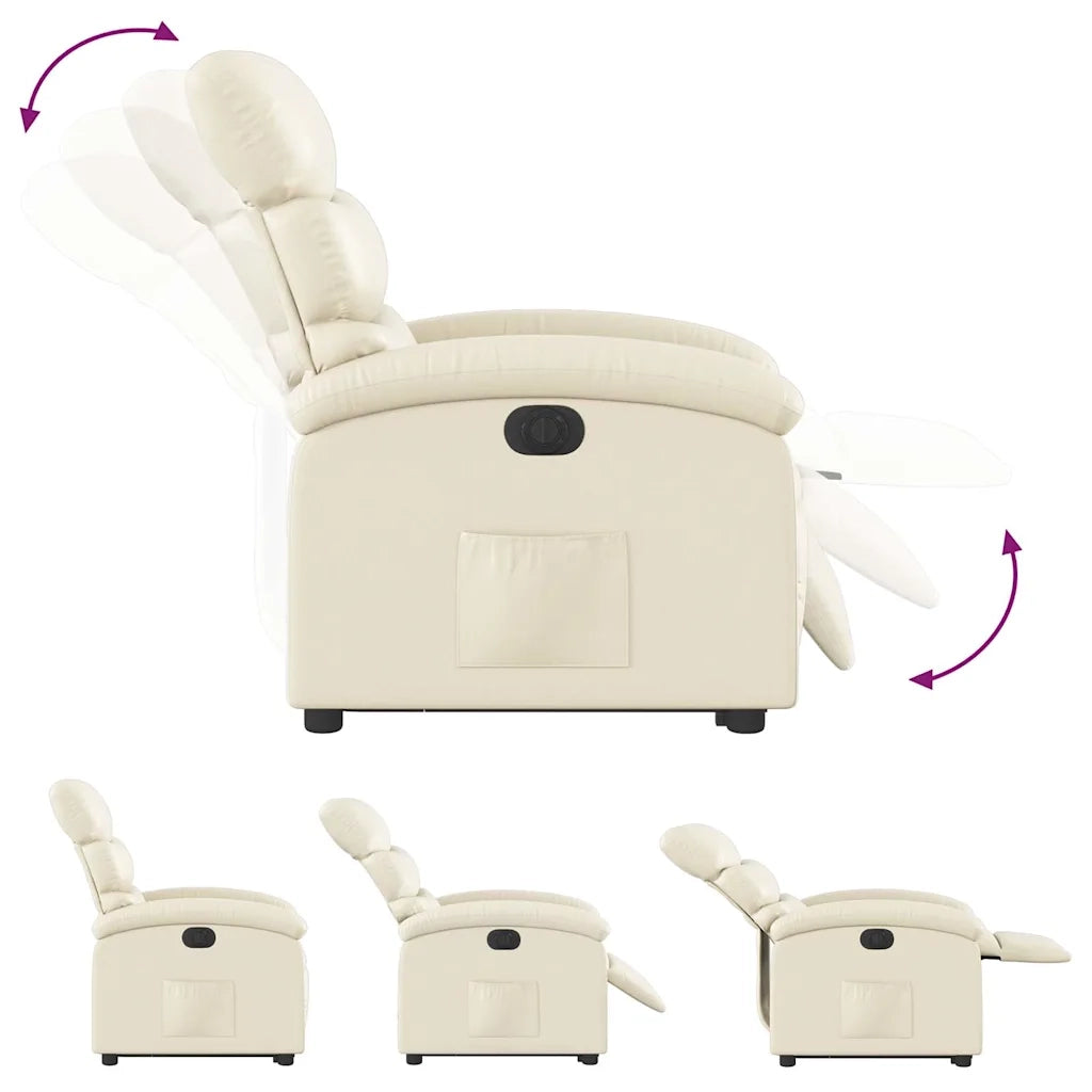Poltrona Alzapersona Reclinabile Crema in Similpelle 3204055