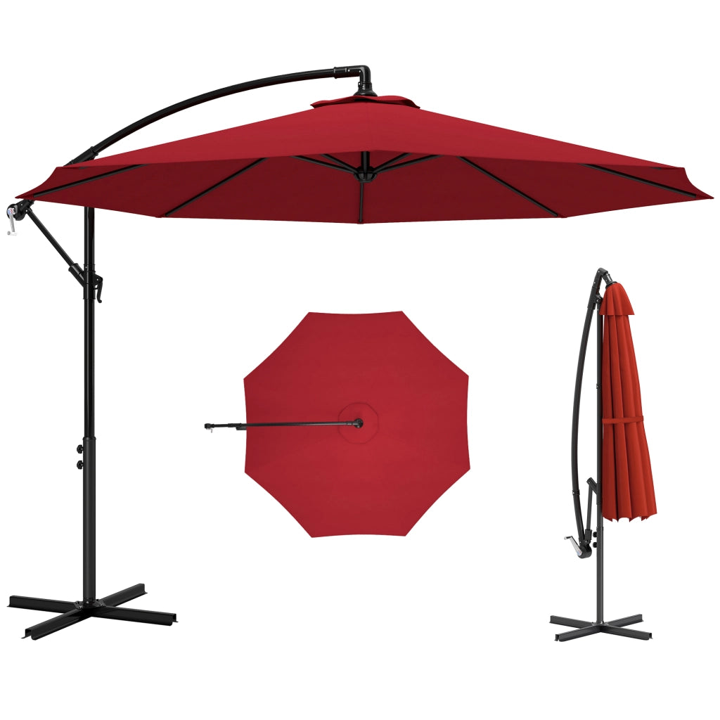 Ombrellone da Giardino Octagonale Inclinabile ¨C zephmum ¨C 3 x 2.5 m, Rosso Bordo
