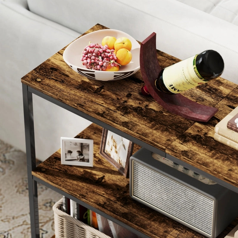 TAVOLO CONSOLLE 101x35x80 cm Legno Marrone Rustico, 3 ripiani