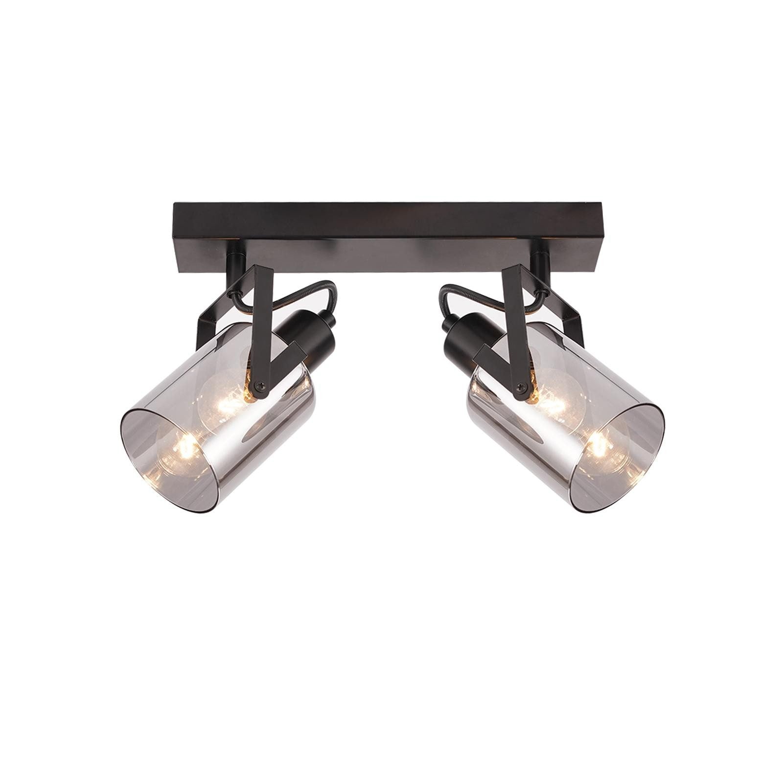 ZMH Faretto da soffitto 2 fiamme vetro grigio fumo E14 per camera letto